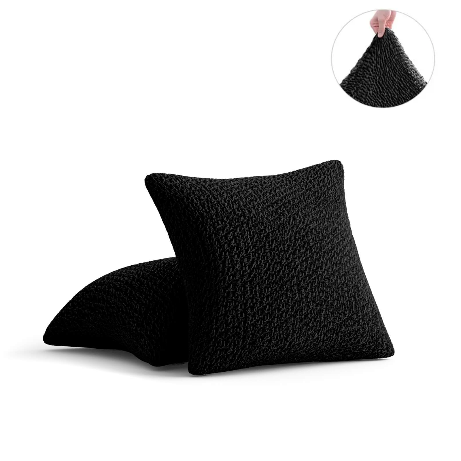 Set Of 2 Velvet Cushion Covers - Black, Velvet